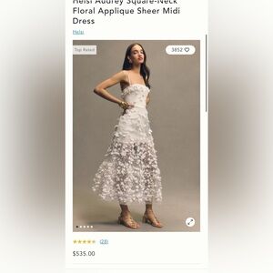 Helsi Audrey Square-Neck Floral Applique Sheer Midi Dress